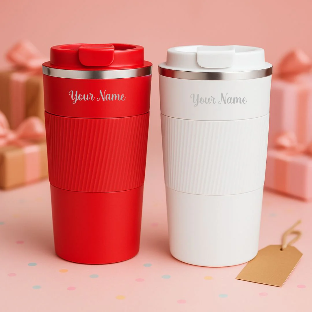 Nuevo Emporium Personalized Gift Combo (Red & White) | Coffee Tumbler Set for Him & Her - Image 1