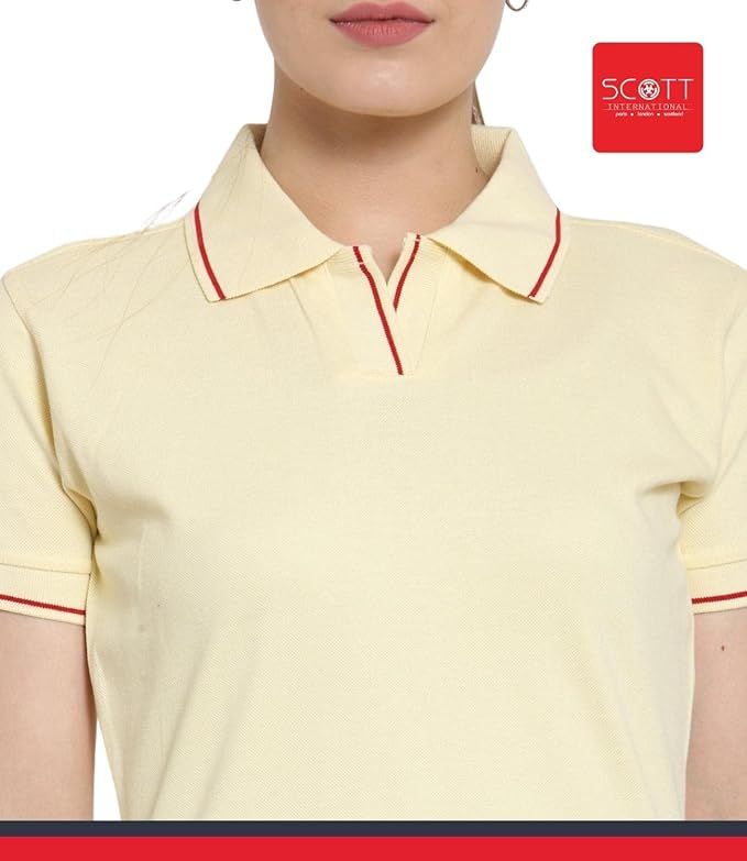Scott International Women's Regular Fit 100% Pure Organic Cotton Polo T-Shirt | Womens Polo Collar Neck T-Shirt | Cotton Plain Polo Neck Half Sleeve T-Shirt | Tshirts for Women- Cream - Image 6