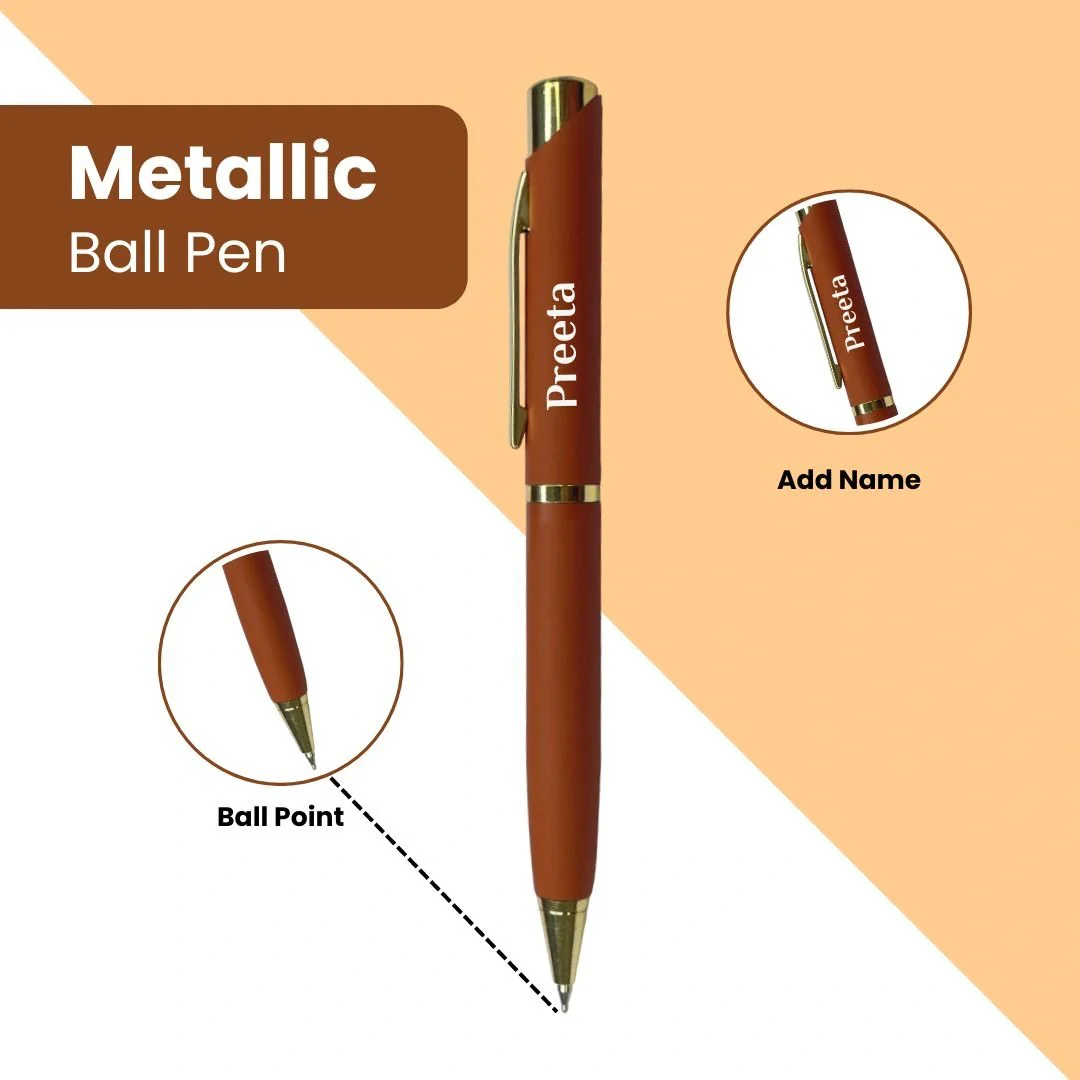 Nuevo Emporium Engraved Desk Clock & Pen Set (Brown) | Personalized Premium Corporate Gift - Image 5