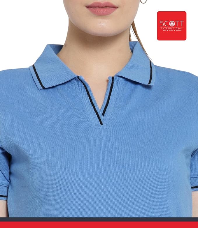 Scott International Women's Regular Fit 100% Pure Organic Cotton Polo T-Shirt | Womens Polo Collar Neck T-Shirt | Cotton Plain Polo Neck Half Sleeve T-Shirt | Tshirts for Women- Indian Blue - Image 6
