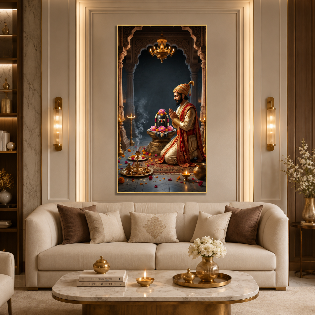 Chhatrapati Shivaji Maharaj Shiva Bhakti Glass Finish Vertical Wall Art  Classic - Image 1
