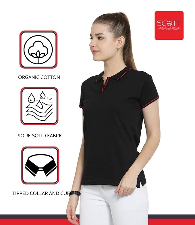 Scott International Women's Regular Fit 100% Pure Organic Cotton Polo T-Shirt | Womens Polo Collar Neck T-Shirt | Cotton Plain Polo Neck Half Sleeve T-Shirt | Tshirts for Women - B012GD78M6 - Image 5