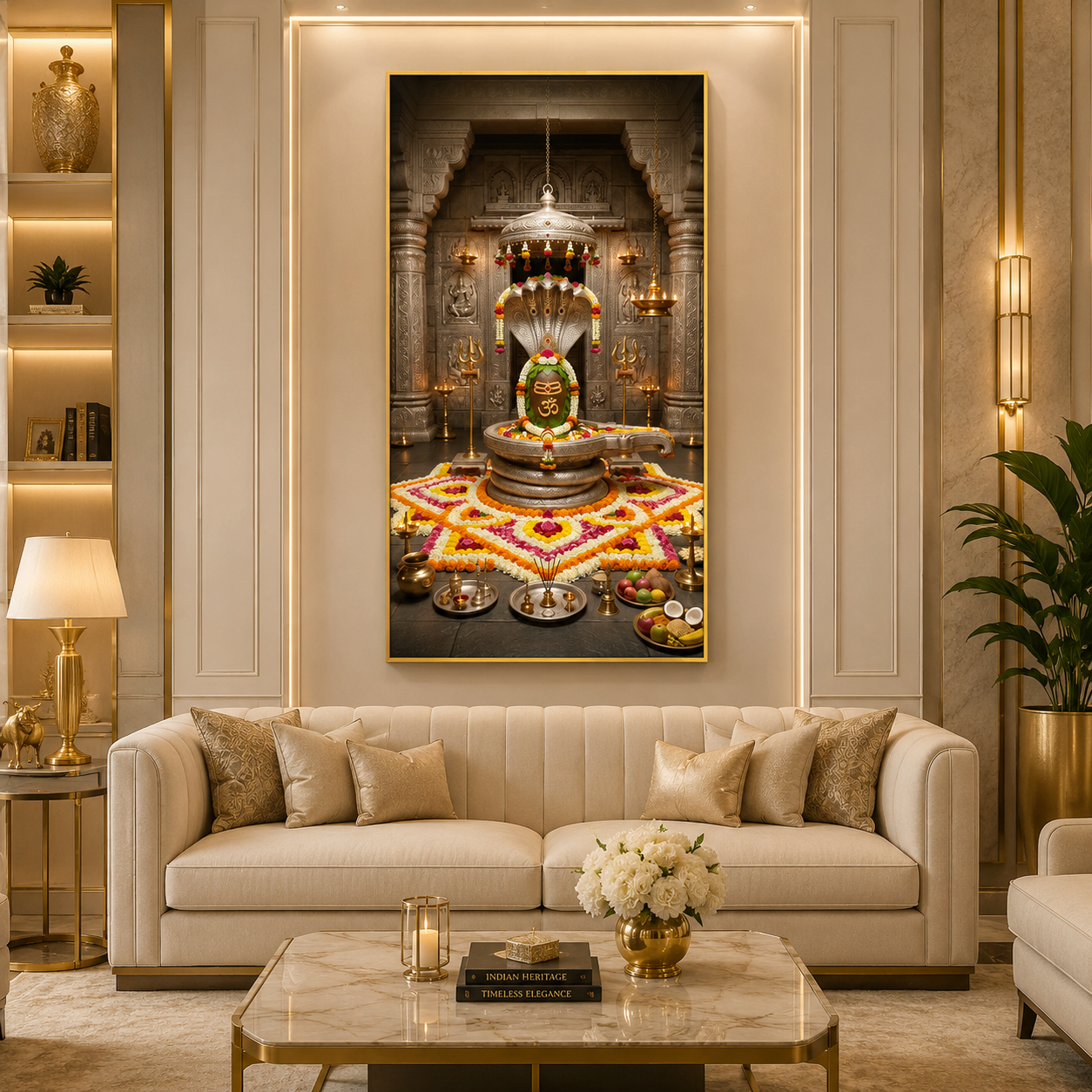 Divine Omkareshwar Jyotirlinga Glass Finish Vertical Wall Art  Classic - Image 1