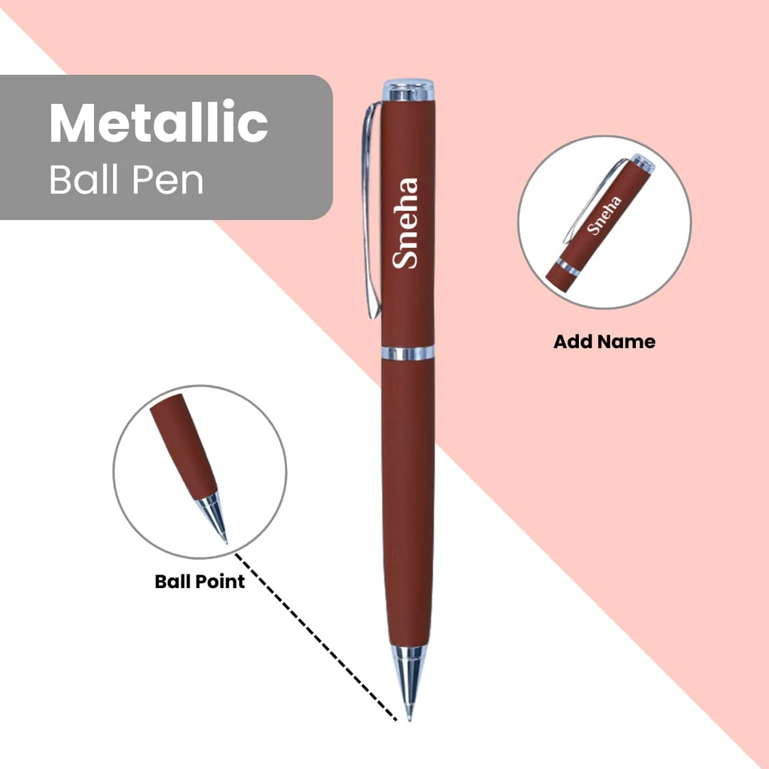 Nuevo Emporium Personalized Gift Set (Brown) | 3-in-1 PU Jute Finish Diary, Pen & Keychain Combo - Image 4