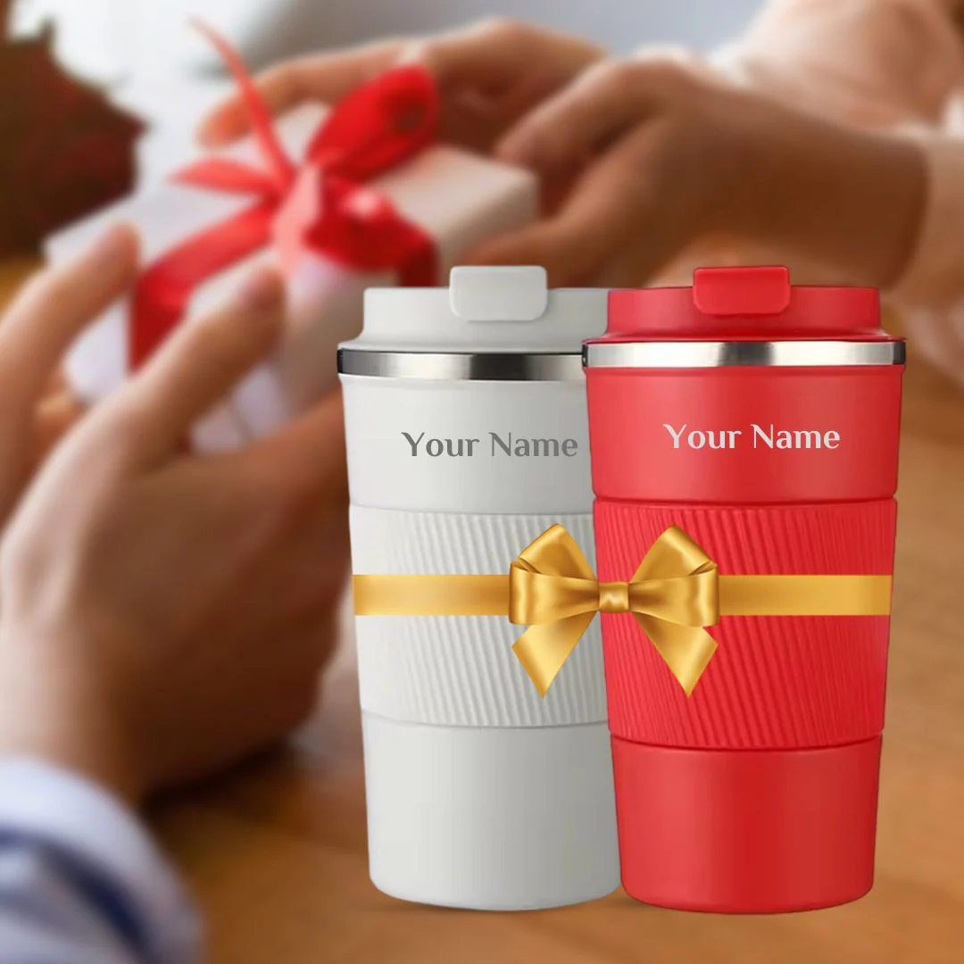 Nuevo Emporium Personalized Gift Combo (Red & White) | Coffee Tumbler Set for Him & Her - Image 2