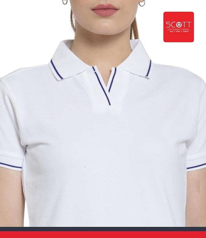 Scott International Women's Regular Fit 100% Pure Organic Cotton Polo T-Shirt | Womens Polo Collar Neck T-Shirt | Cotton Plain Polo Neck Half Sleeve T-Shirt | Tshirts for Women- White - Image 8