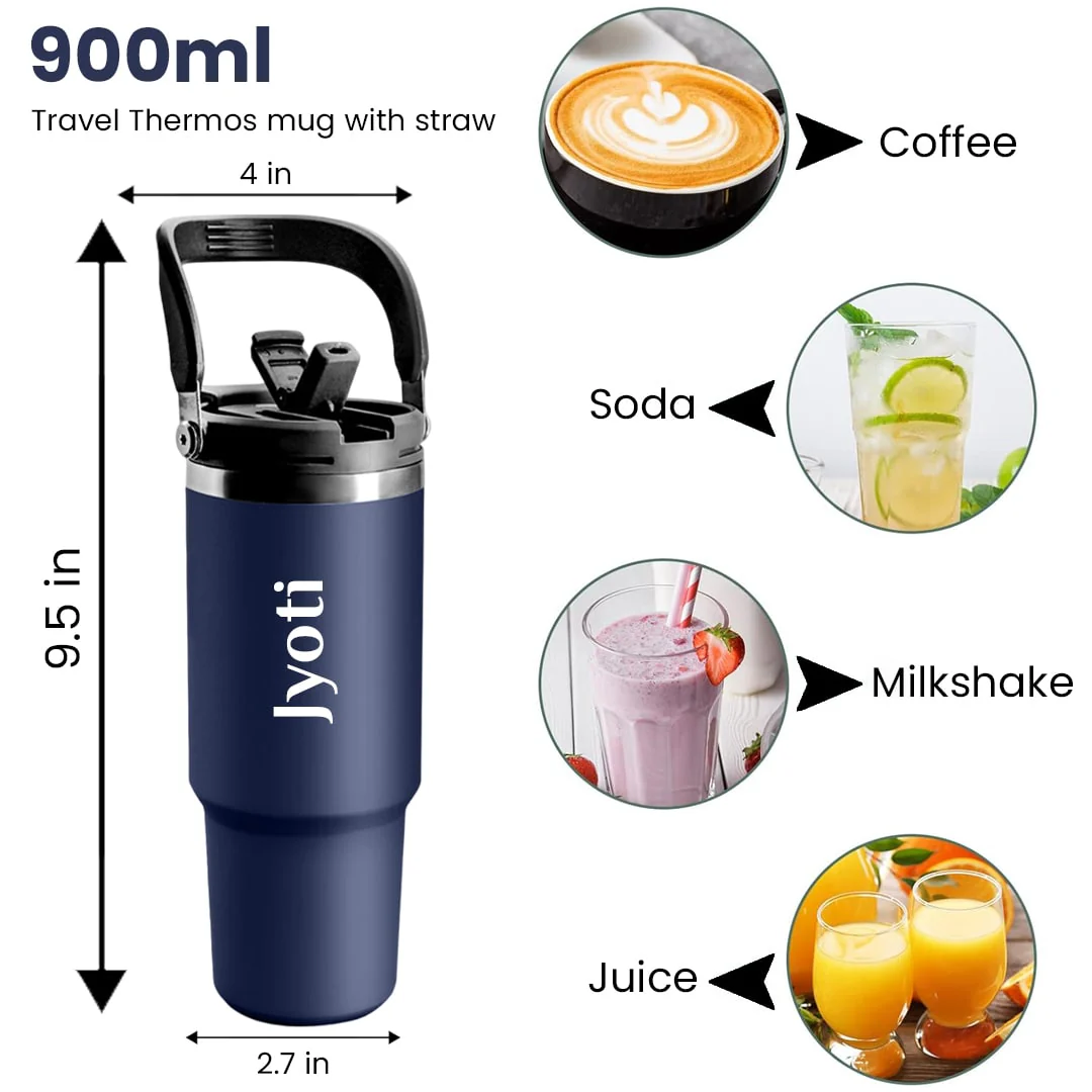 Nuevo Emporium Personalized Travel Sipper Tumbler (Navy) | Stainless Steel Insulated Bottle - Image 4
