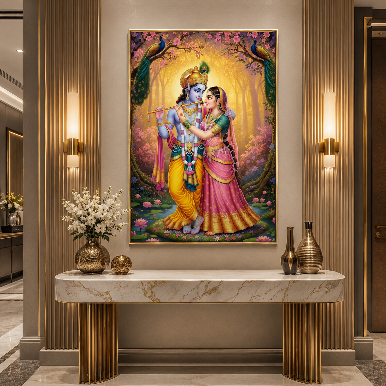 Krishna and Radha Love in Serenity Glass Finish Vertical Wall Art  Classic - Image 6