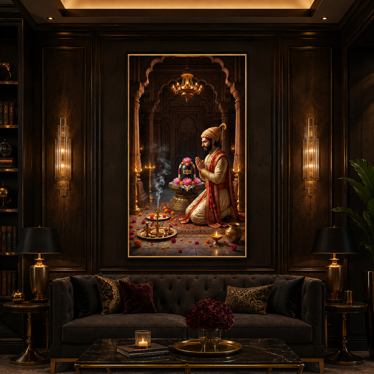 Chhatrapati Shivaji Maharaj Shiva Bhakti Glass Finish Vertical Wall Art  Classic - Image 3