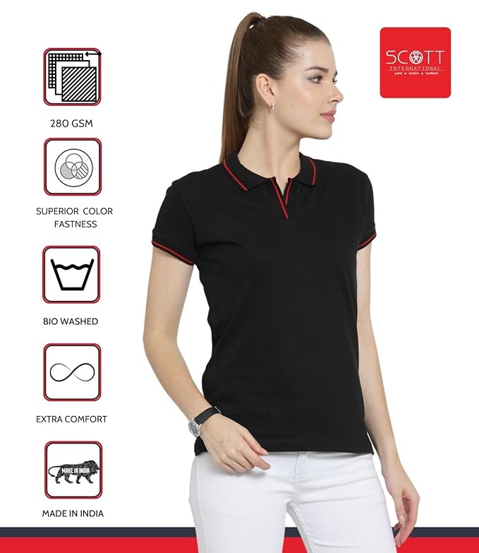 Scott International Women's Regular Fit 100% Pure Organic Cotton Polo T-Shirt | Womens Polo Collar Neck T-Shirt | Cotton Plain Polo Neck Half Sleeve T-Shirt | Tshirts for Women - B012GD78M6 - Image 6