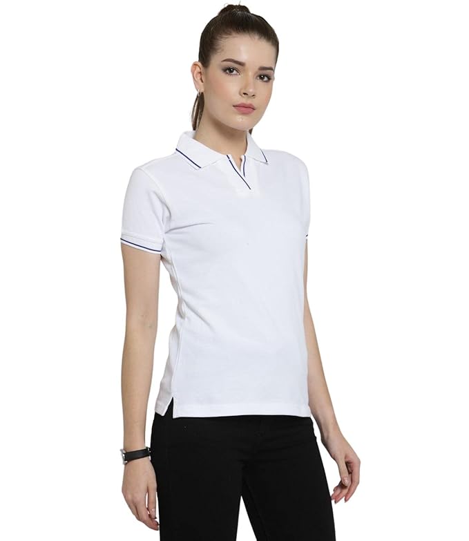 Scott International Women's Regular Fit 100% Pure Organic Cotton Polo T-Shirt | Womens Polo Collar Neck T-Shirt | Cotton Plain Polo Neck Half Sleeve T-Shirt | Tshirts for Women- White - Image 1