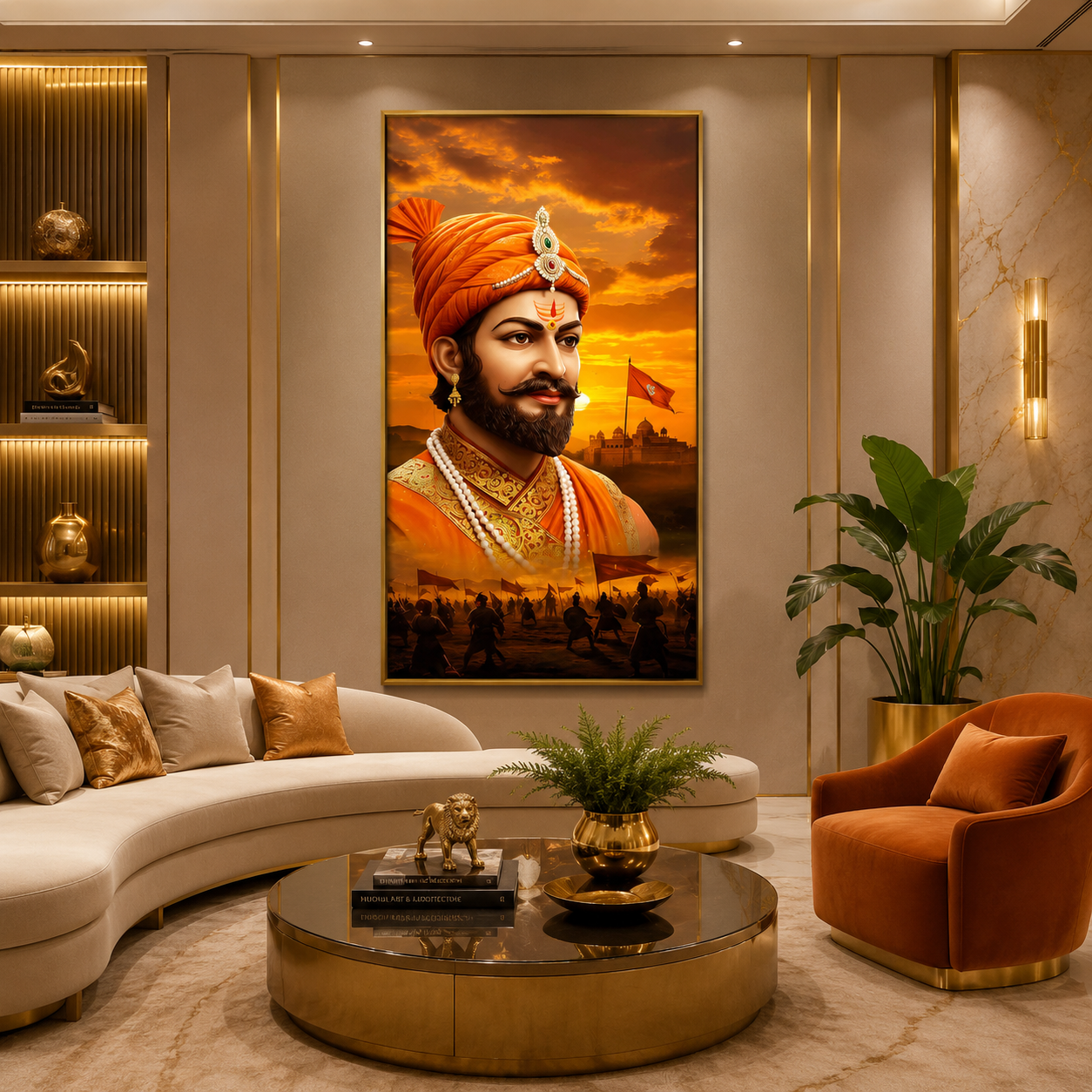 Shivaji Maharaj Rajmudra Glory Glass Finish Vertical Wall Art  Classic - Image 1