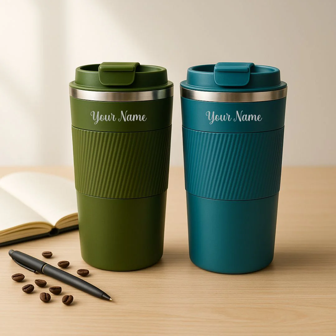Nuevo Emporium Personalized Gift Combo (Green & Blue) | Coffee Tumbler Set for Him & Her - Image 1
