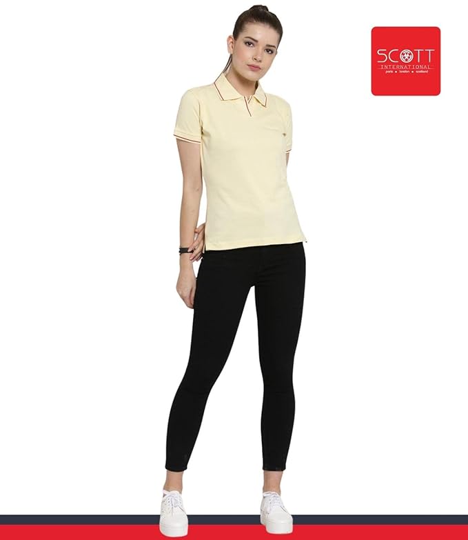 Scott International Women's Regular Fit 100% Pure Organic Cotton Polo T-Shirt | Womens Polo Collar Neck T-Shirt | Cotton Plain Polo Neck Half Sleeve T-Shirt | Tshirts for Women- Cream - Image 5