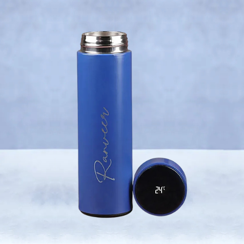 Personalised Temperature Hydration Bottle Blue | Custom Name Engraved | LED Temperature Display Personalised Temperature Hydration Bottle Blue | Custom Name Engraved | LED Temperature Display - Image 1