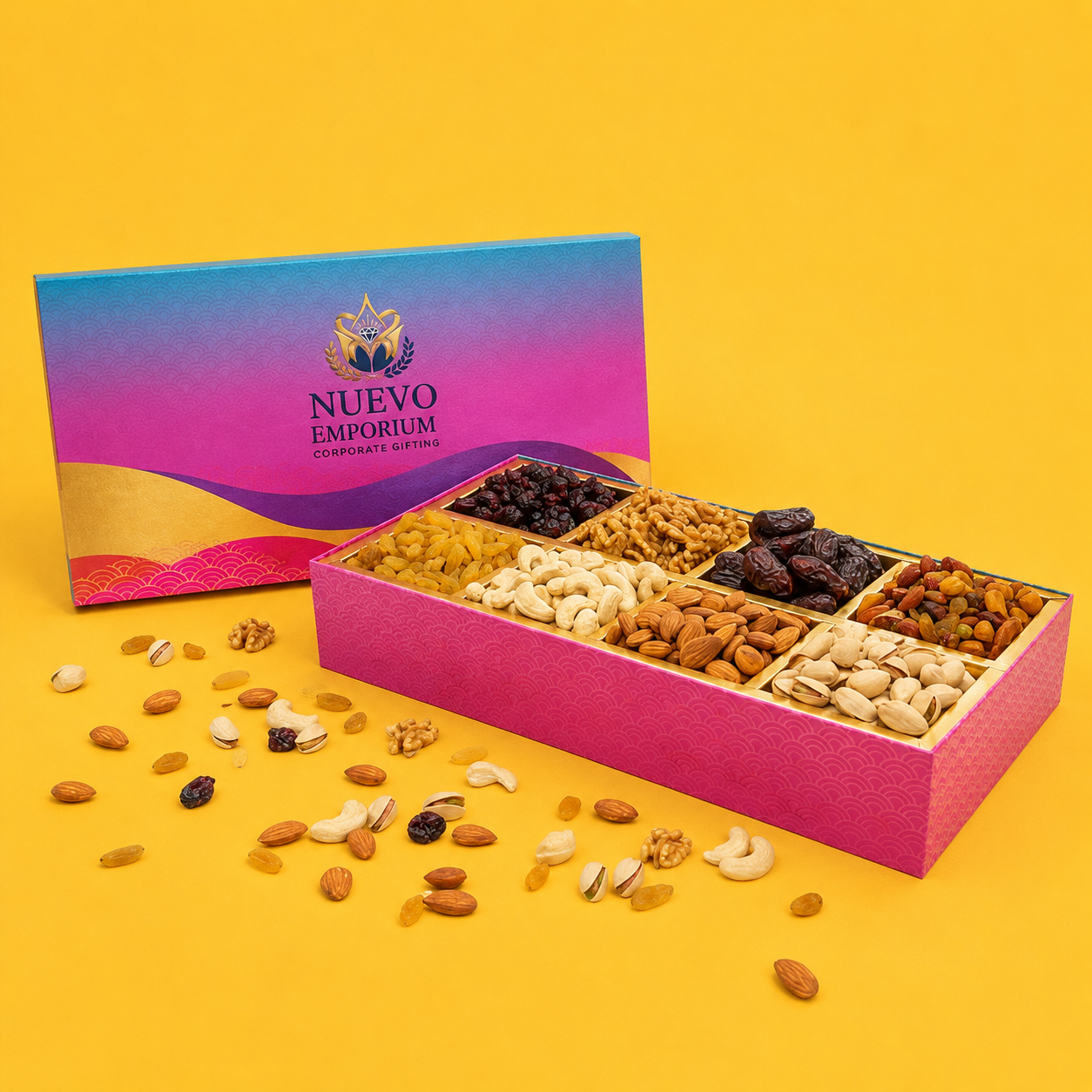 Nuevo Emporium Sunset Royale Gourmet Dry Fruit Tray | Premium Luxury Celebration Hamper - Image 1