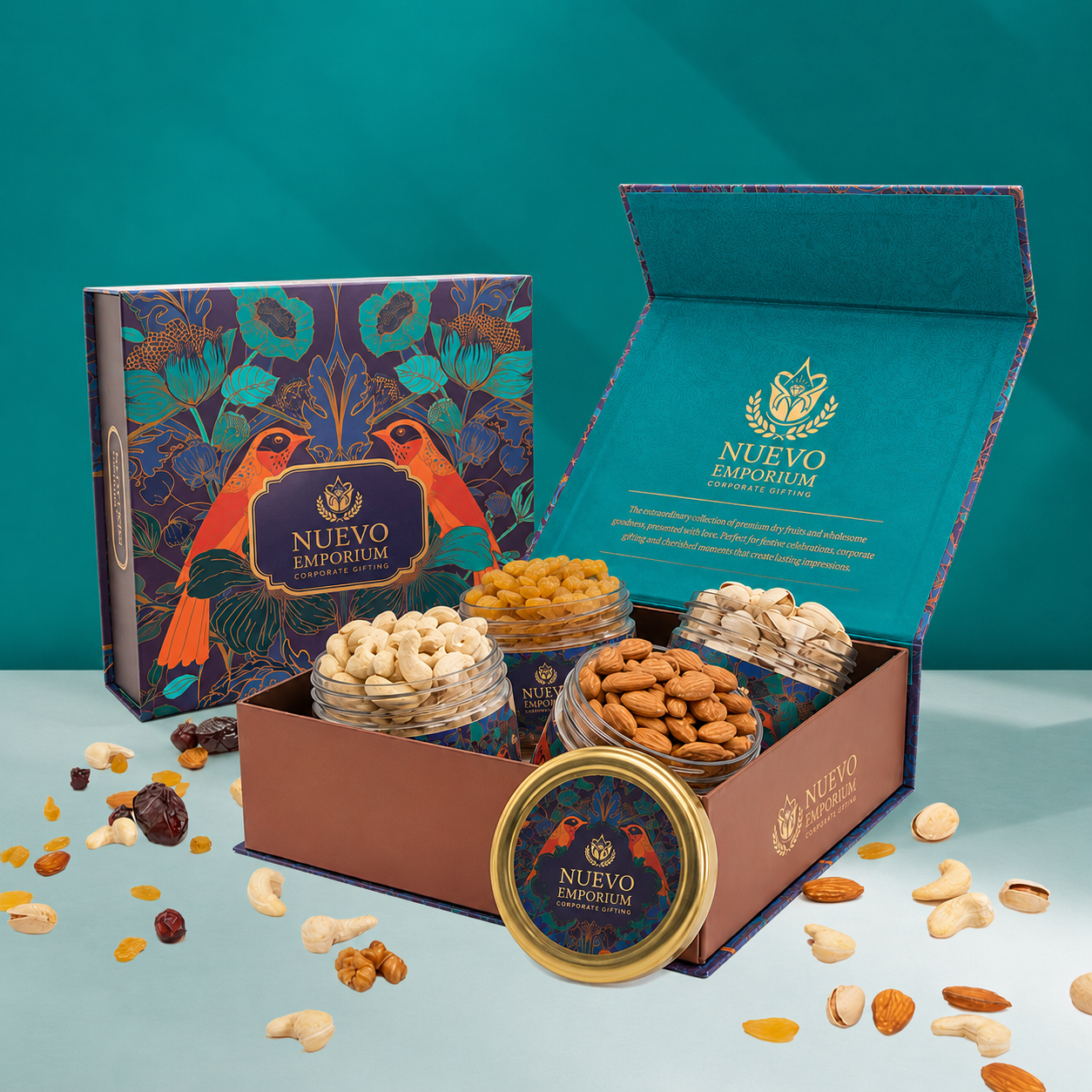 Nuevo Emporium Tropical Royale Jar Dry Fruit Hamper | Premium Luxury Festive Gift Box - Image 1