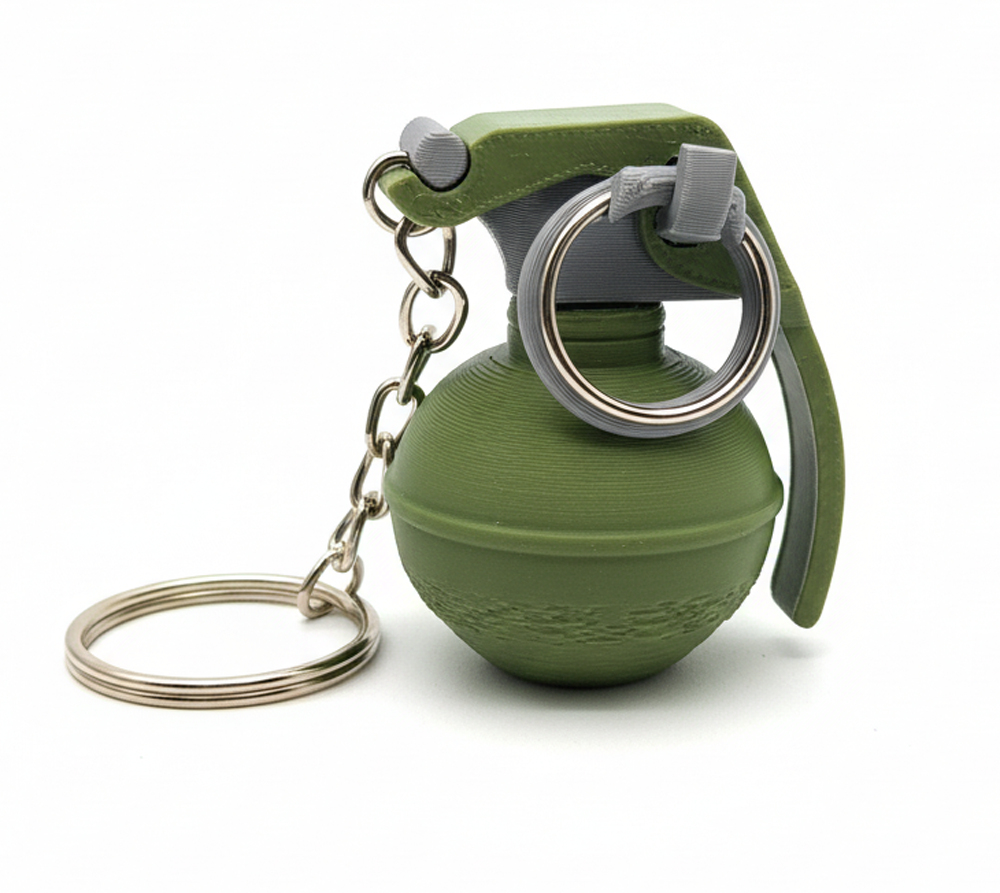 3D Printed Military Grenade Keychain - Image 1