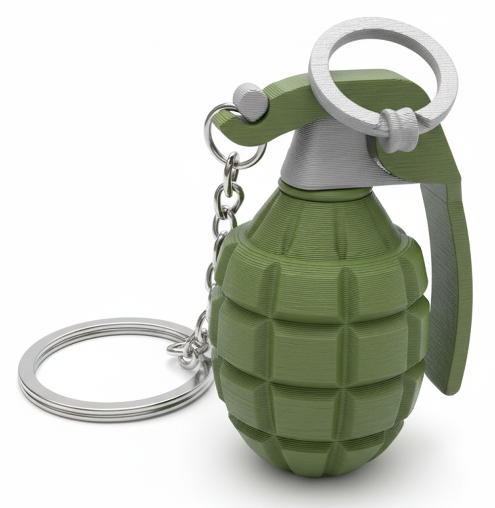 3D Printed Grenade Keychain - Image 1