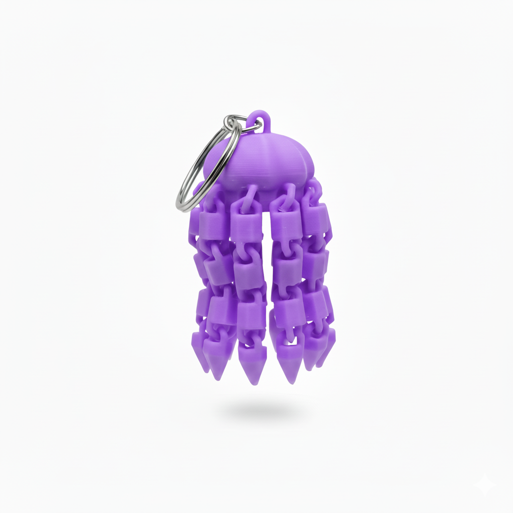 3D-Printed Flexi Jellyfish Keychain Violet - Image 2