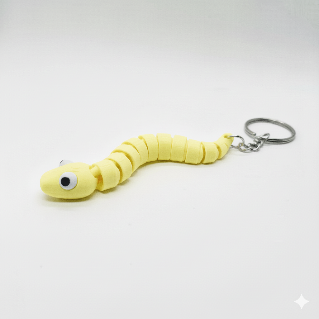 3D Printed Snake Keychain Yellow - Image 1