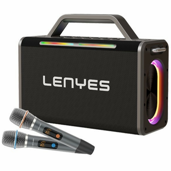 Lenyes S835 200W Portable Karaoke Speaker with Dual Wireless Rechargeable UHF Mics, 20000mAh Battery - Image 1