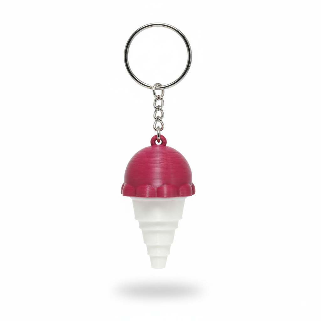 3D Printed Ice Cream Cone Collapsible Keychain. - Image 2