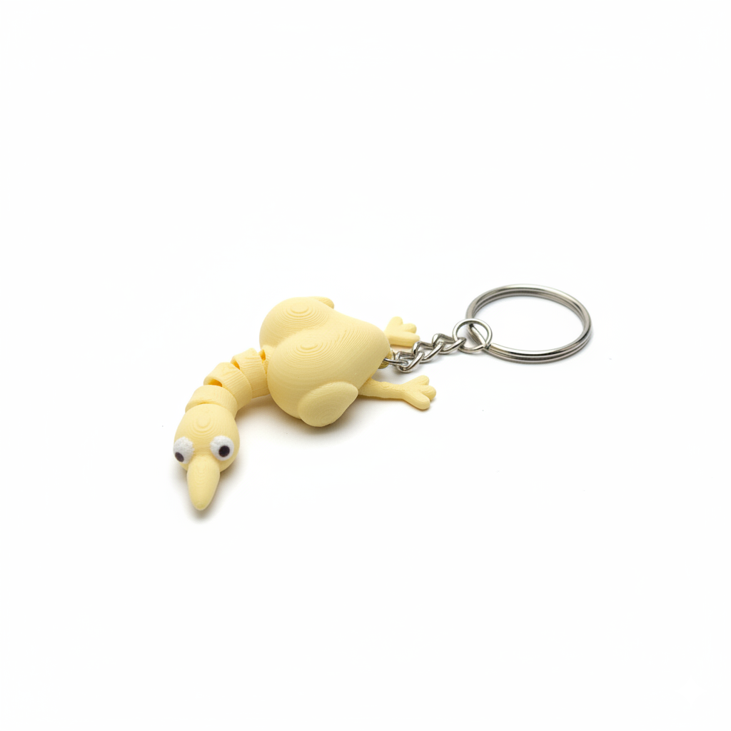 3D Printed Chicken Keychain Yellow - Image 2