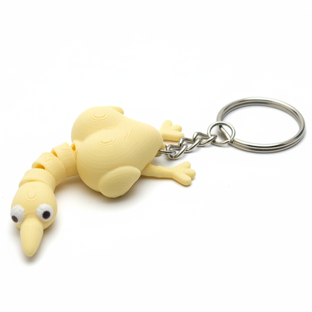 3D Printed Chicken Keychain Yellow - Image 1