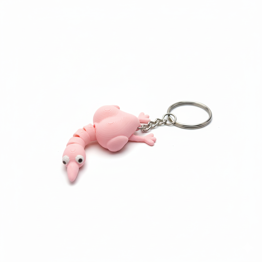 3D Printed Chicken Keychain Pink - Image 2