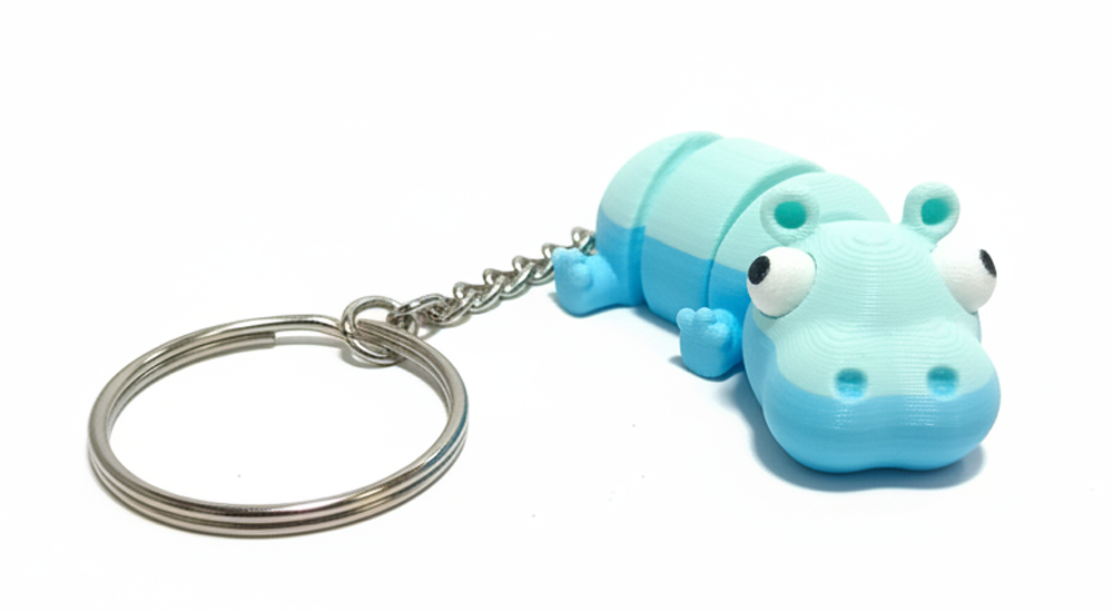 3D Printed Hippo Keychain - Image 1