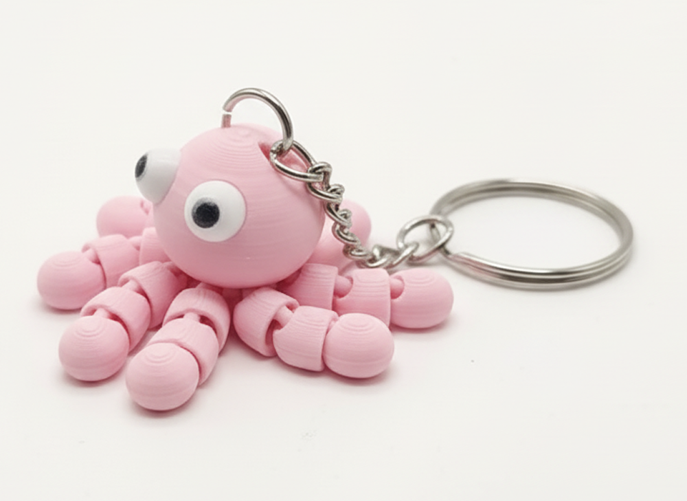 3D Printed Octopus Keychain Pink - Image 1