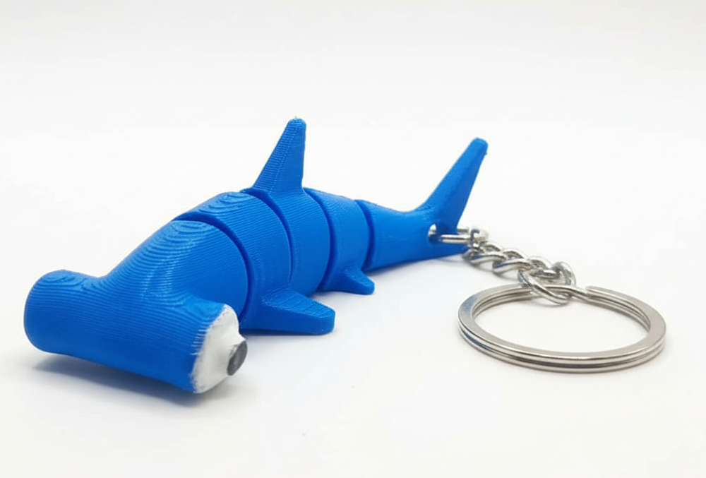 3D Printed Hammerhead Shark Keychain - Image 1