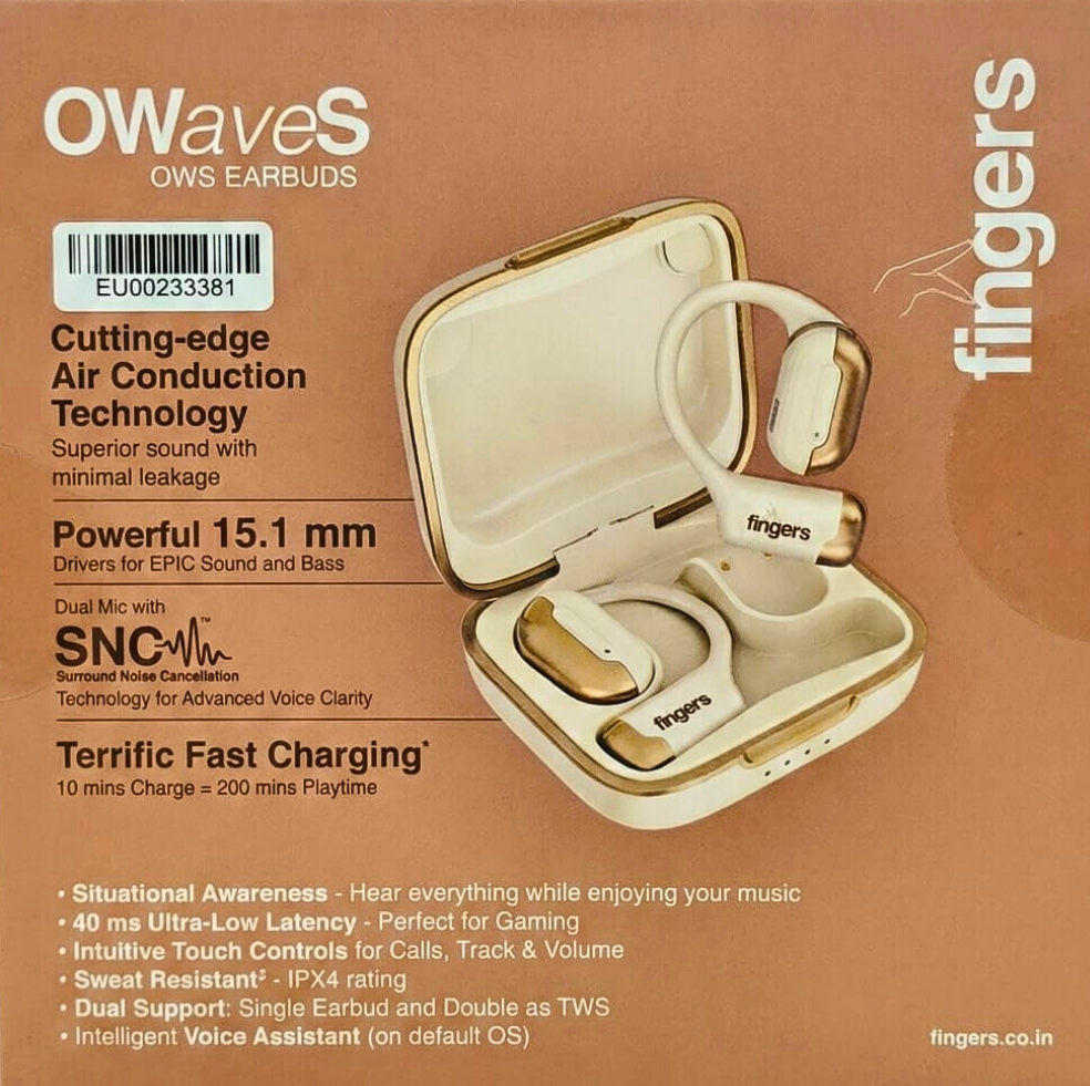 FINGERS OWaveS Open Ear Bluetooth Earbuds 38 Hrs Playtime SNC IPX4 Touch - Image 15