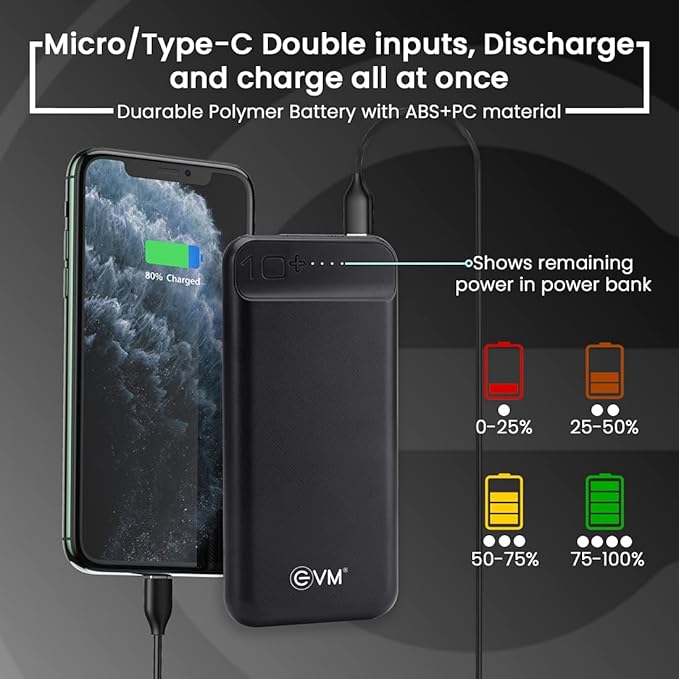 EVM Encharge Power Bank 10000mAh EVM P0109 Black EVM Encharge Power Bank 10000mAh EVM P0109 Black - Image 4