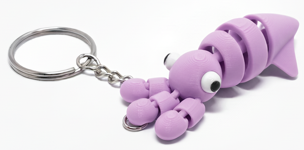 3D Printed Cute Squid Keychain Purple - Image 1