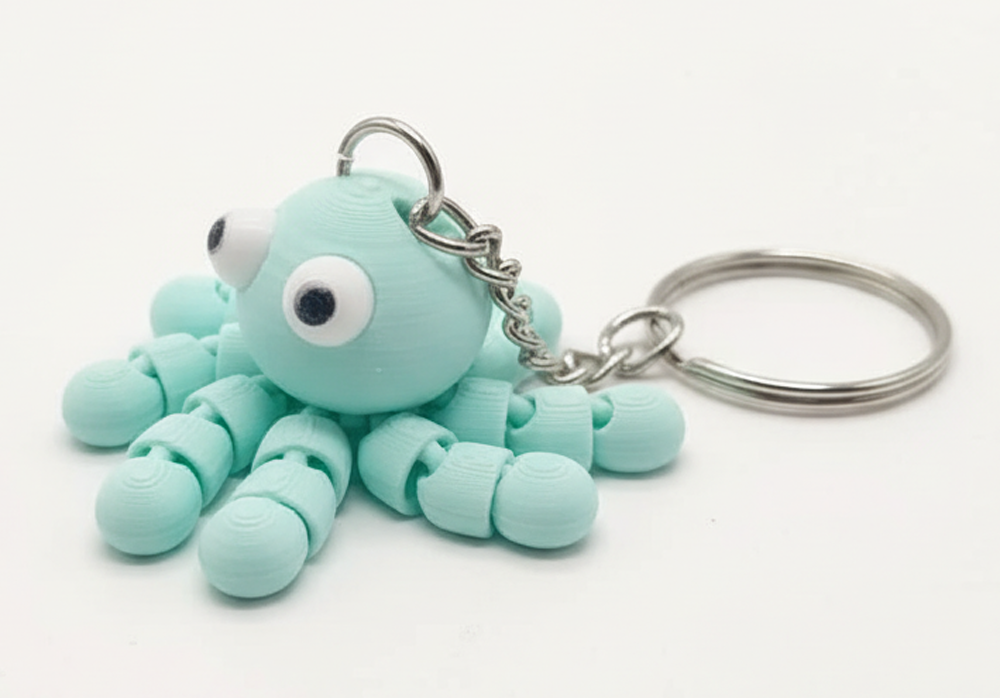 3D Printed Octopus Keychains Sky Blue - Image 2