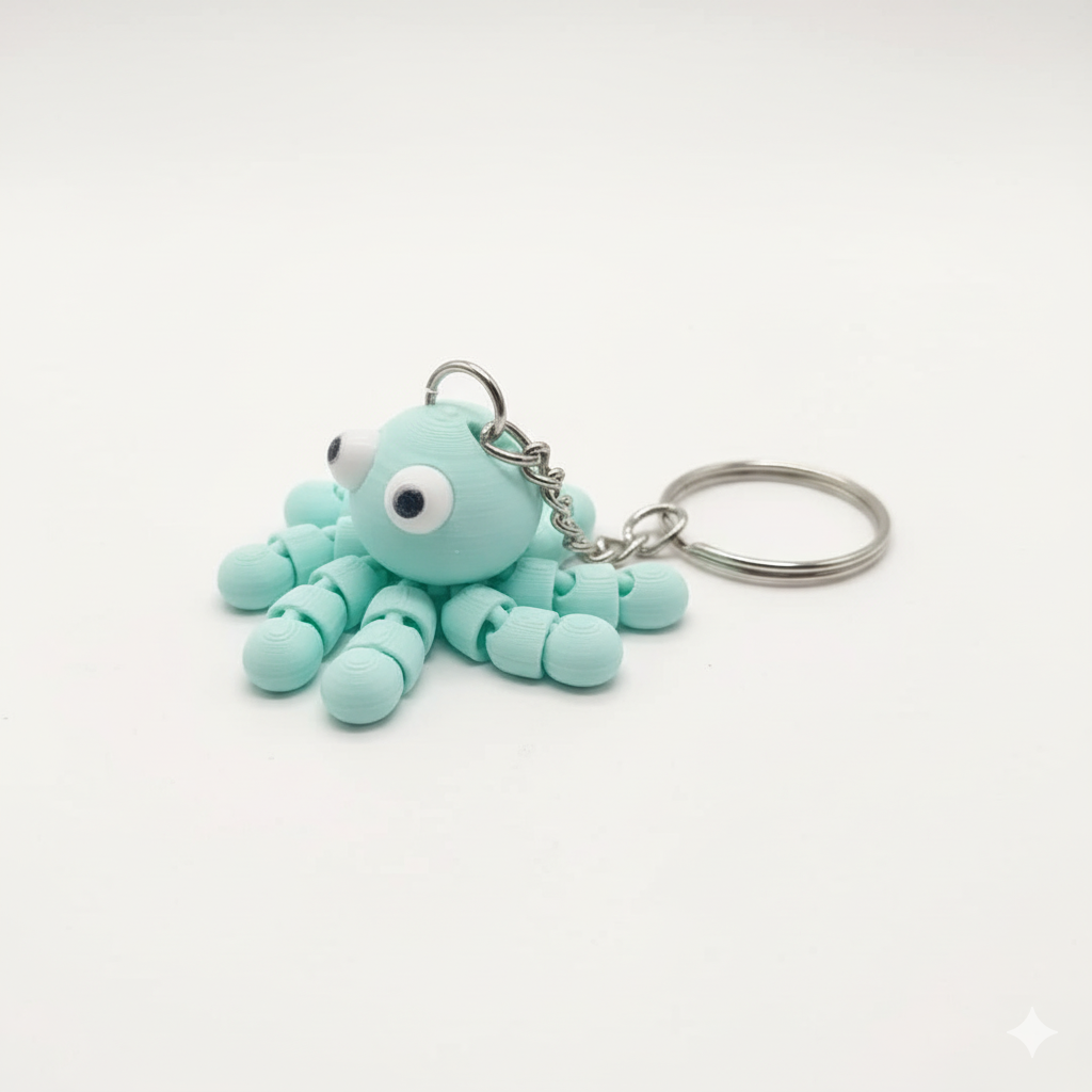 3D Printed Octopus Keychains Sky Blue - Image 1