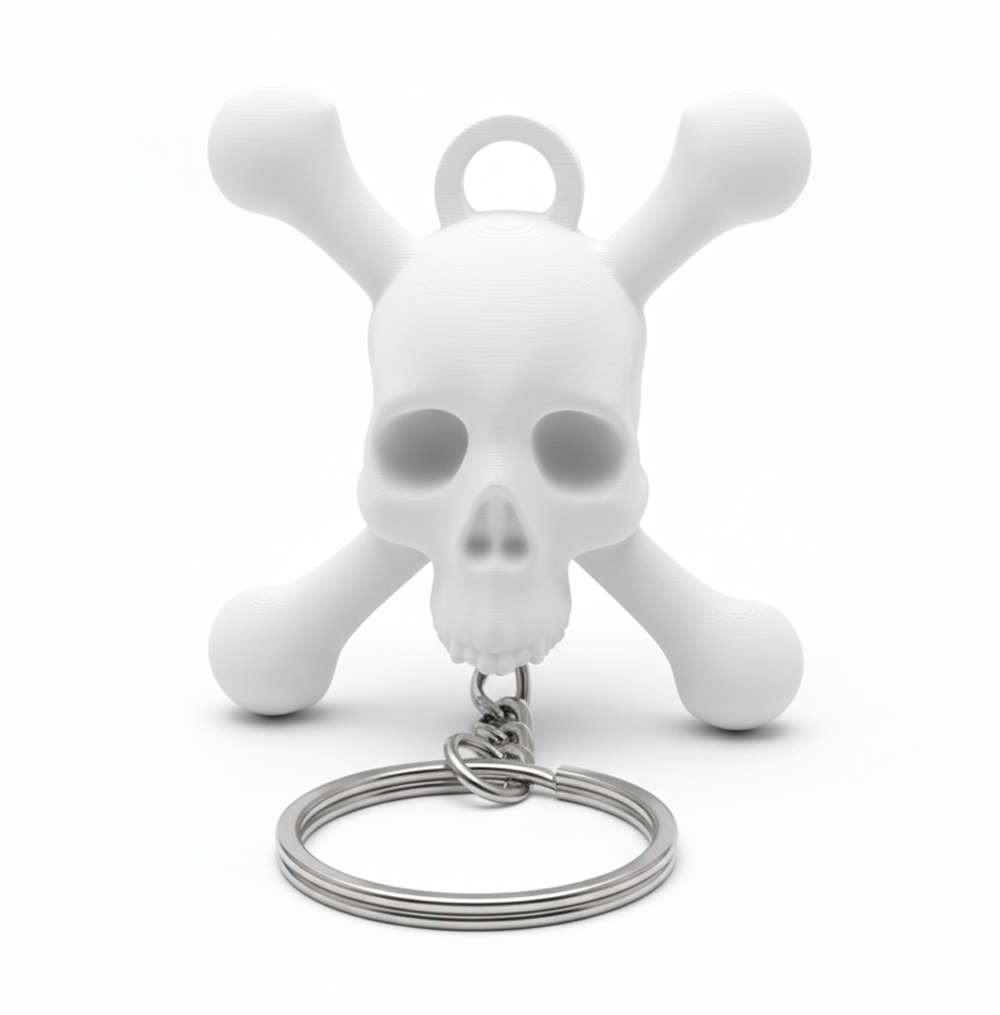 3D Printed Jolly Roger Skull & Crossbones Keychain - Image 1