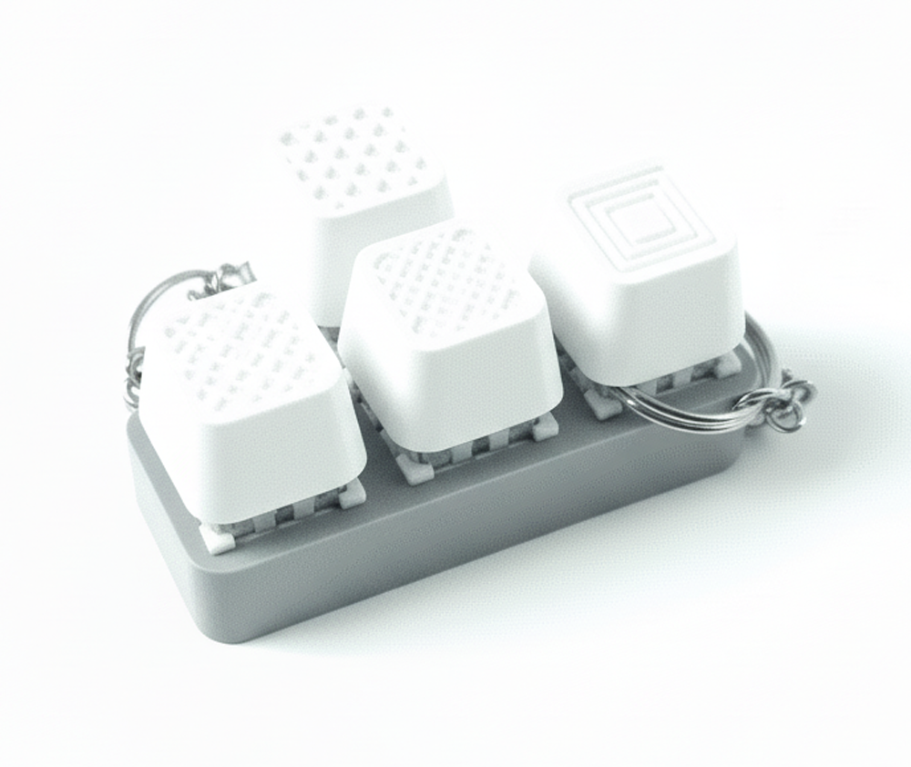 3D Printed Mechanical Switch Fidget Keyboard Keychain White - Image 1