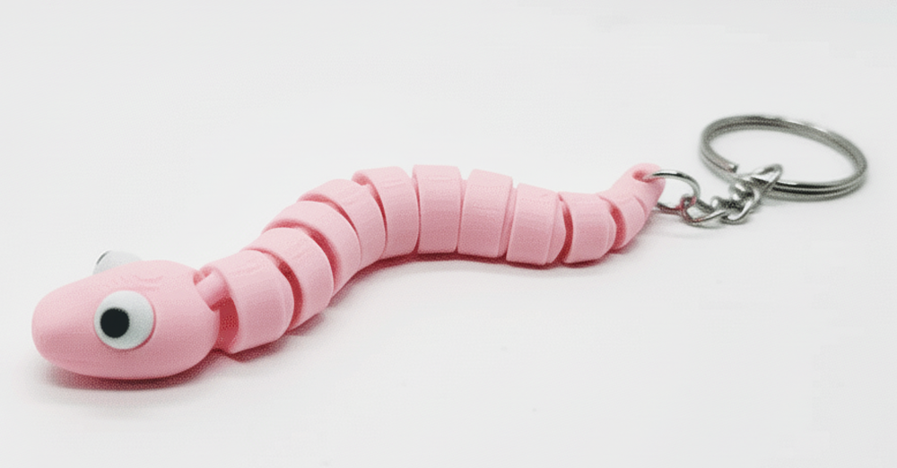3D Printed Snake Keychain Pink - Image 1