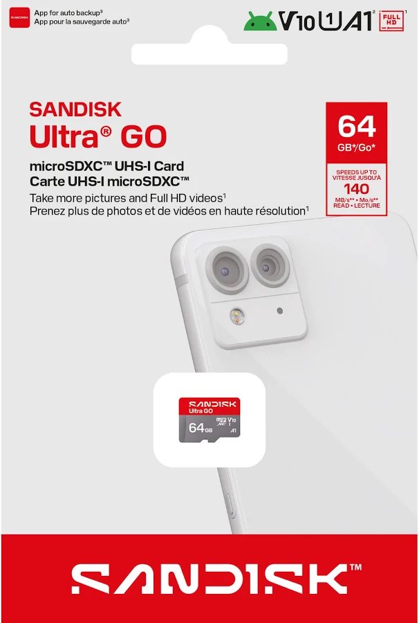 SANDISK 64GB Ultra Go microSD Card UHS-I, Up to 140MB/s, Full HD Video, Memory Card for Android Smartphones, Tablets, 10-Year Warranty - Image 1
