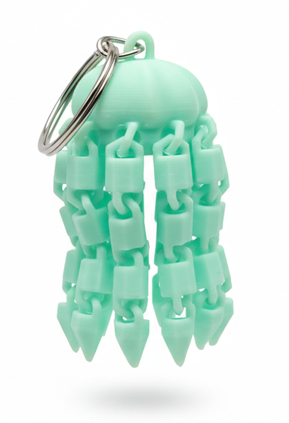 3D-Printed Flexi Jellyfish Keychain Green - Image 1