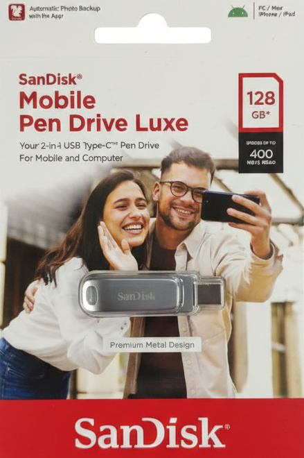 SanDisk 128GB Luxe Dual Drive USB Type A and Type C 400 MBps PenDrive Silver - Image 4