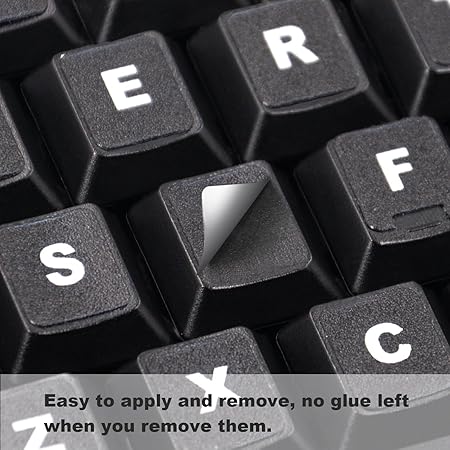 Universal English Keyboard Stickers set Black White Lettering Laptop - Image 6