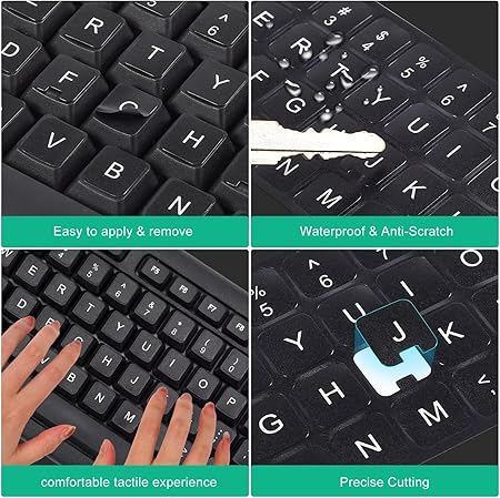 Universal English Keyboard Stickers set Black White Lettering Laptop - Image 7
