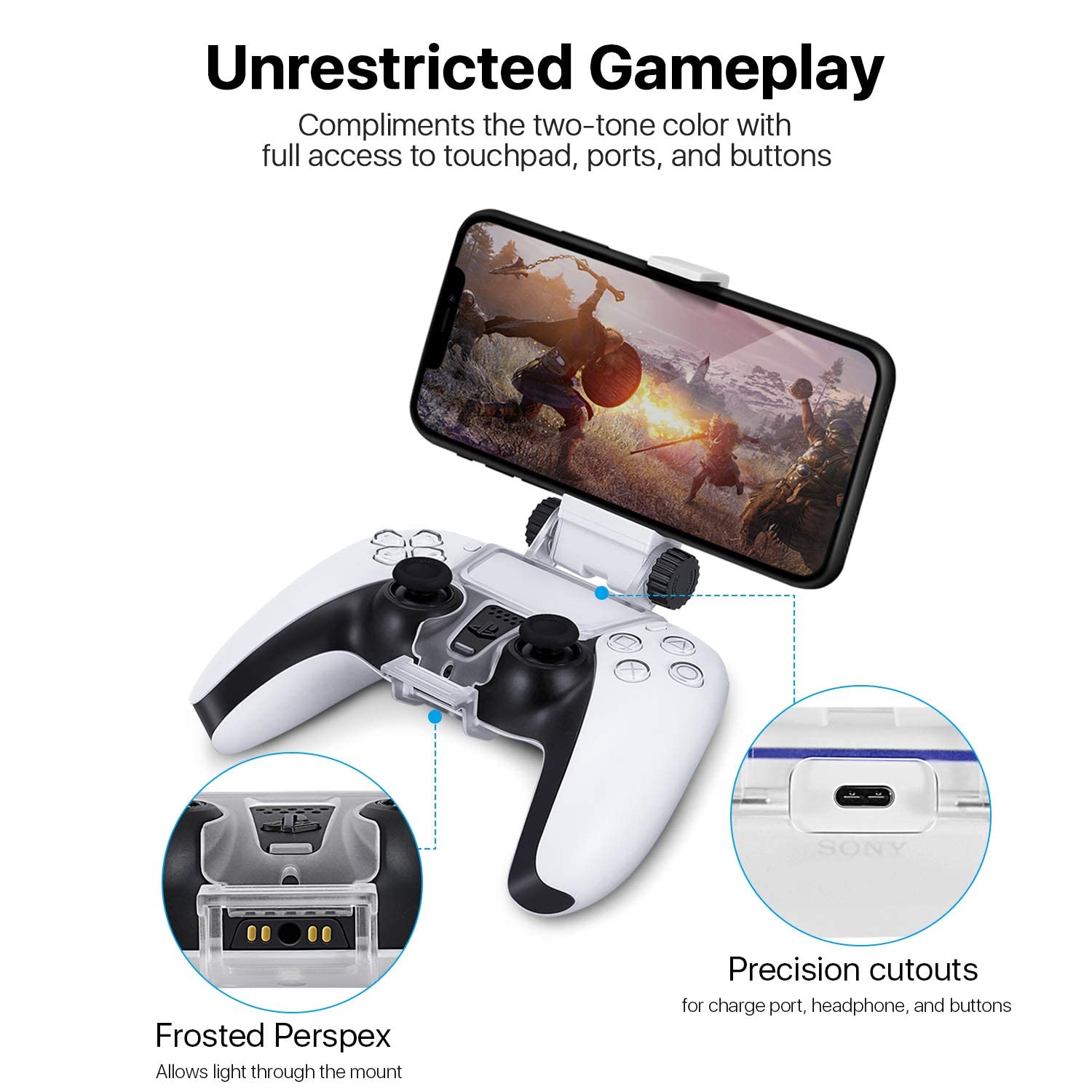 Mobile Phone Clip Holder for PS5 Controller Foldable Mobile Phone Stand Mount Clamp Bracket with Adjustable Stand for PlayStation 5 Wireless Controller (PS5 Controller Not Included) - Image 4