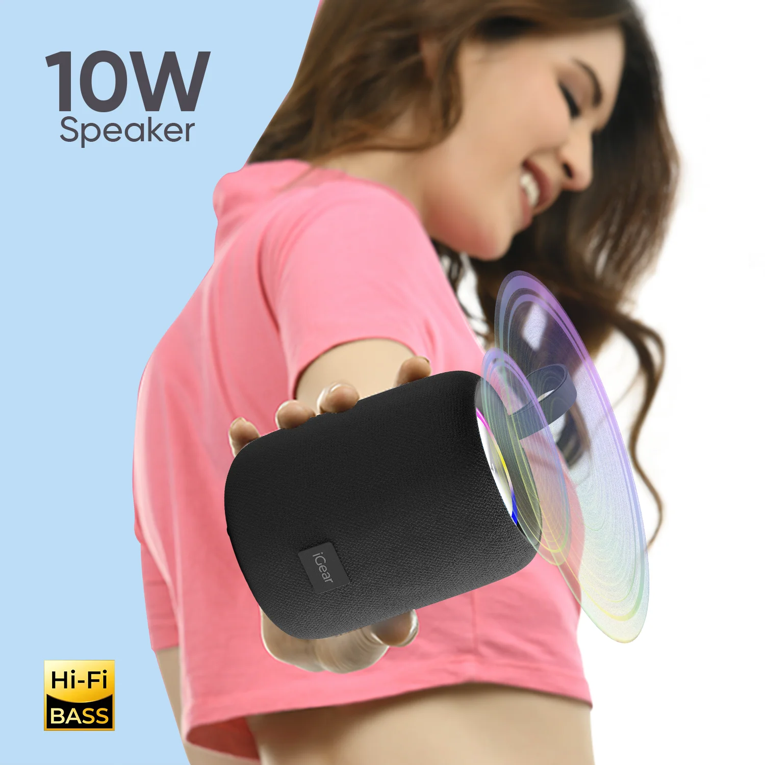 IGear Roll 10W Portable Bluetooth Speaker-Immersive 360-Degree Surround Sound, RGB Lights, 7-Hour Playtime, Splashproof Design, True Wireless Grey - Image 5