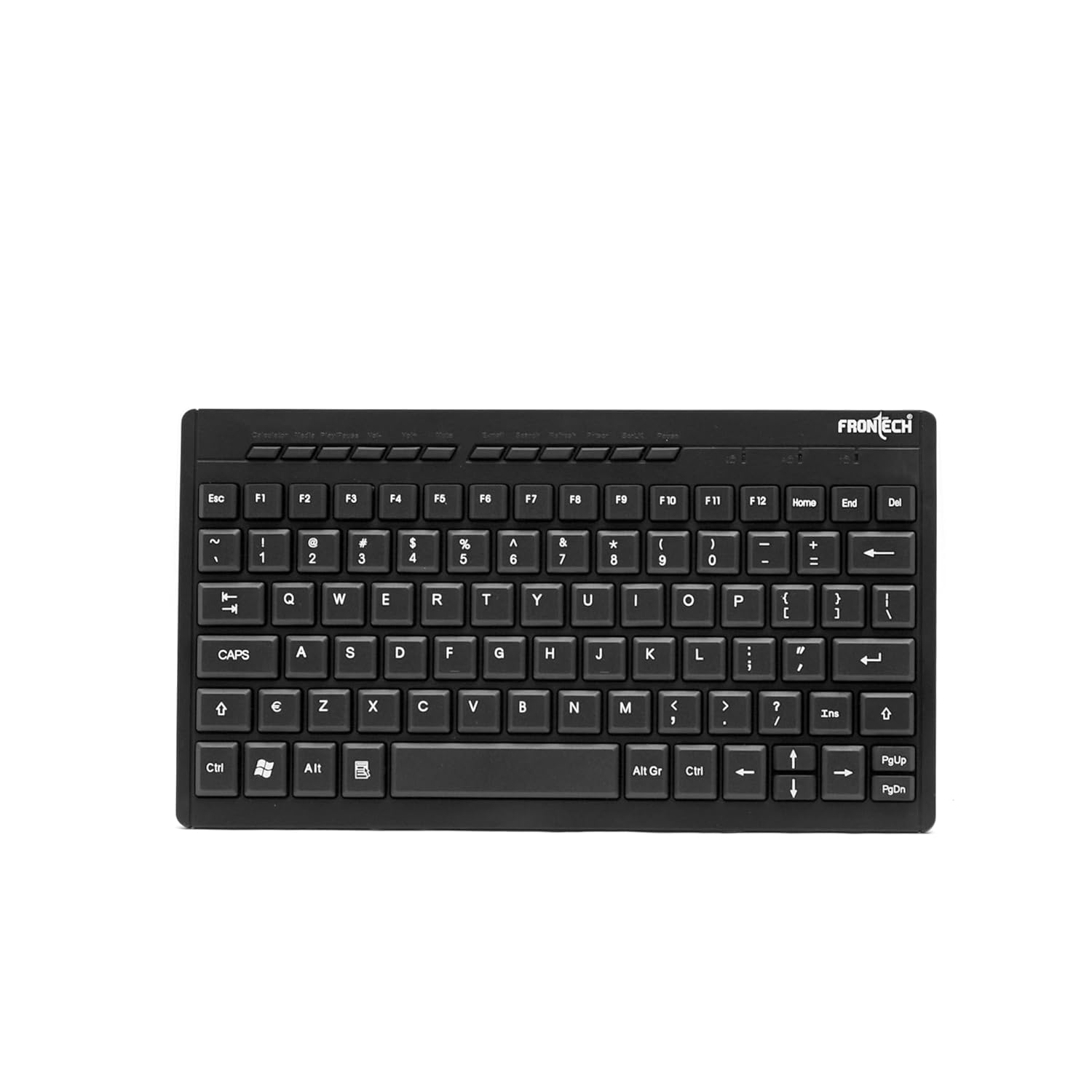 FRONTECH Wired Mini Keyboard Membrane Retractable Stands USB KB-0004 Black - Image 1