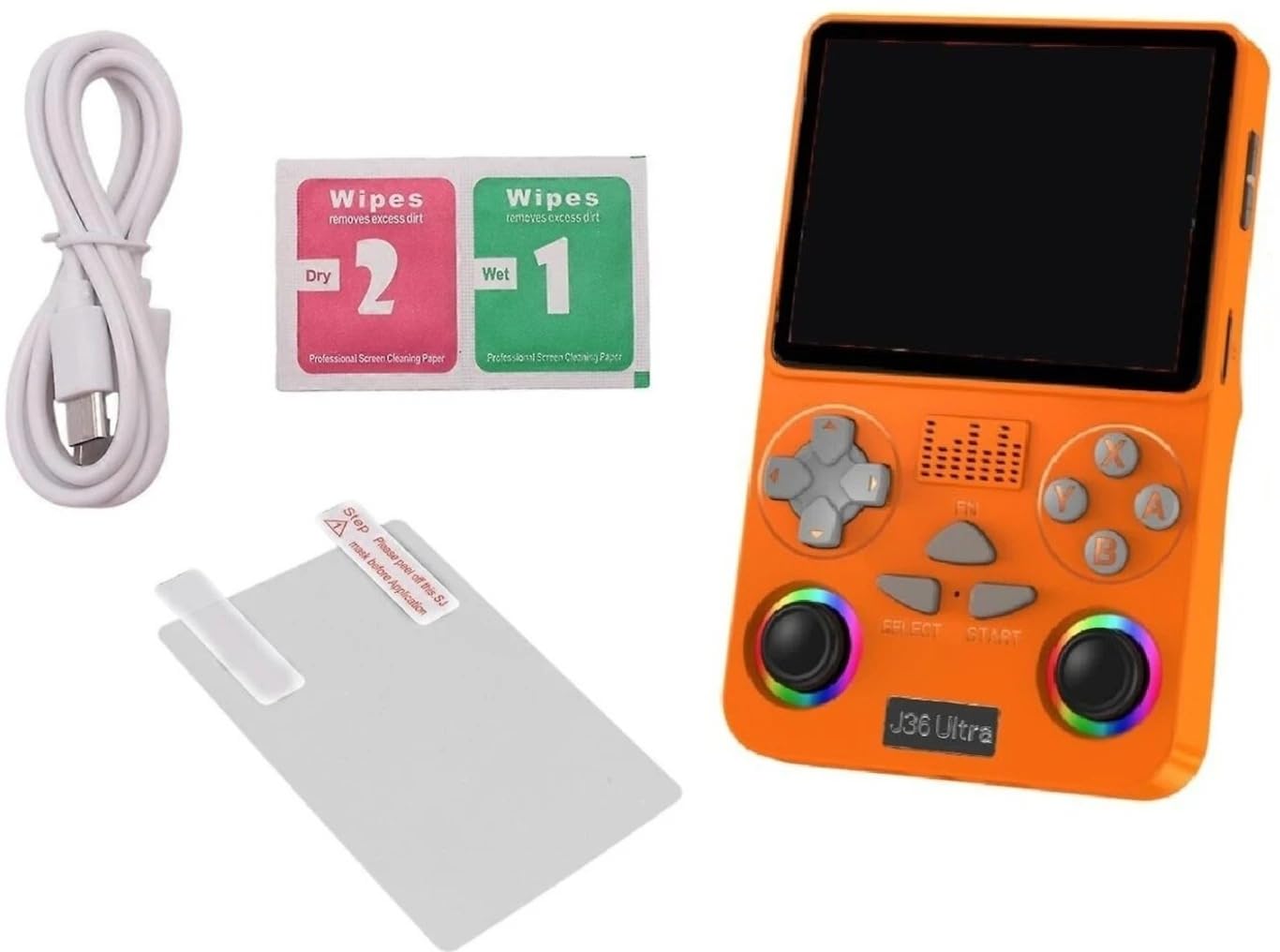 J36 Ultra Retro Handheld Game Console WIFI 3.5 IPS Screen Orange - Image 2